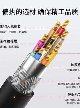 博扬(ONG)九针串口线 D9公对接线 OM直通线黑色