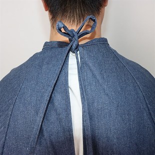 牛仔罩衣长袖加厚耐磨帆布劳保罩衣工作劳动布大褂牛仔围裙反穿衣