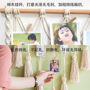 饰创意麻绳明信片照片展示墙挂毯 照片墙挂绳装
