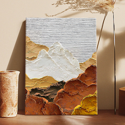 背有靠山客厅手绘立体玄关石英砂丙烯肌理画di材料落地装饰挂画