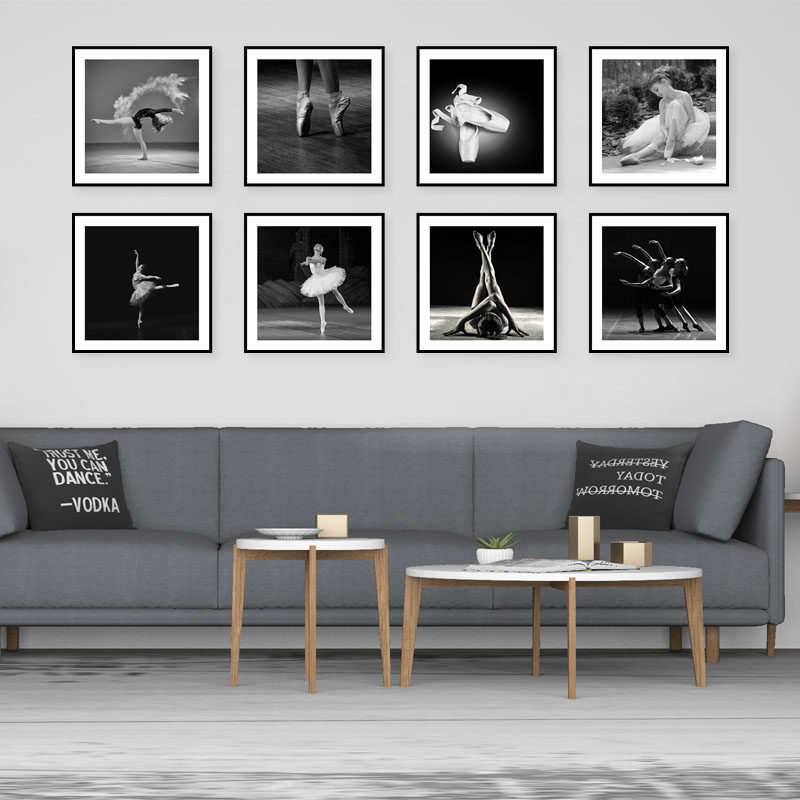 黑白装饰画舞蹈创意艺术挂画现代教室壁画卧室走廊过道墙面画,家居饰品,现代装饰画,淘宝优惠券,粉丝福利购,淘宝优惠卷