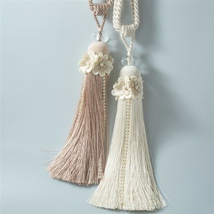 集兀绑带 法式欧式卧室窗帘装饰珍珠蕾丝流苏精致编织吊穗辅料