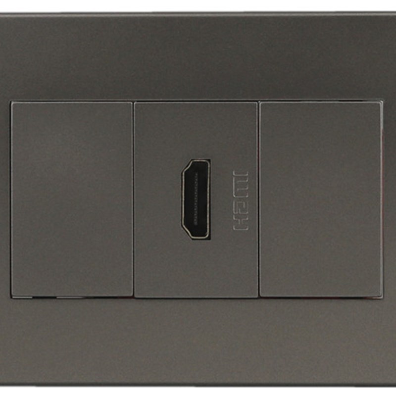 118型小号HDMI插座灰色高清免焊直插带延长线弯头L型hdmi面板黑色