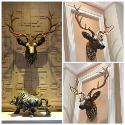 仿真鹿头壁挂 欧式创意家居壁饰 酒吧客厅背景挂件复古装饰品
