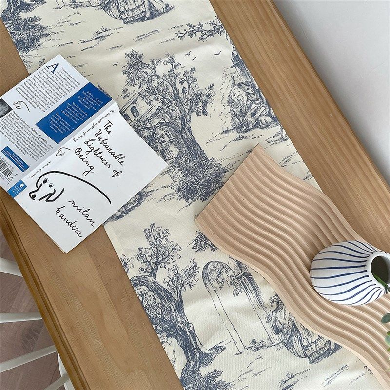 茹伊印花】in风法式复古高级感桌旗餐边柜餐桌茶桌盖布床旗