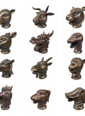 大号十二生肖一套头像铜像带底座仿圆明园十二兽首铜器龙首铜摆件
