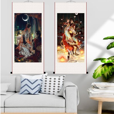 天官赐福漫画城谢怜太子悦神卷轴挂画个性古风客厅装饰