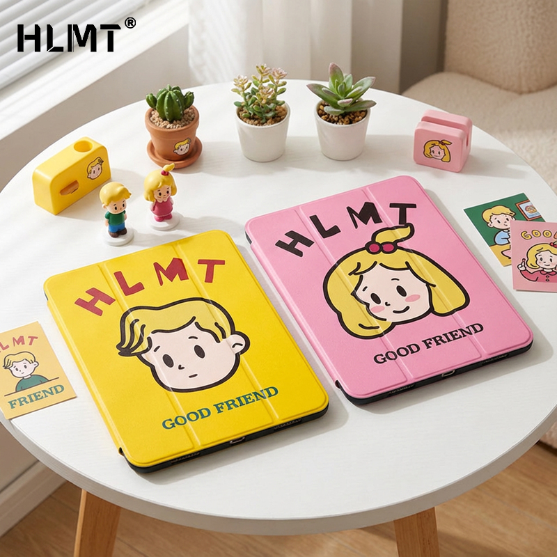 适用iPad保护套iPadmini7带笔槽air6保护壳pro11寸mini6亚克力10代女生可爱2024款三折页防弯高颜值卡通少女