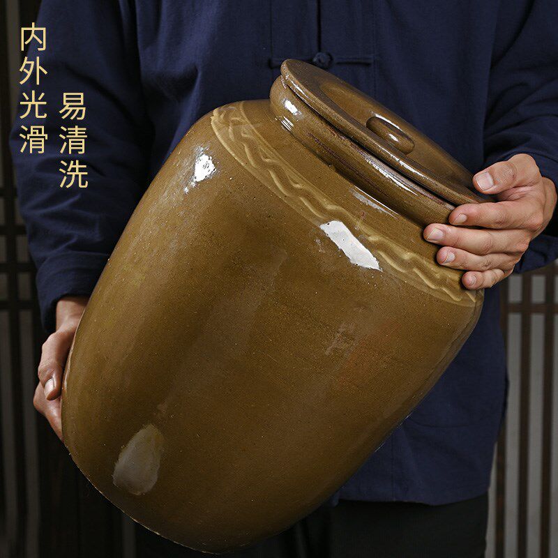 老式土陶缸猪油罐茶叶防虫潮腌肉腌菜酱缸桶带盖