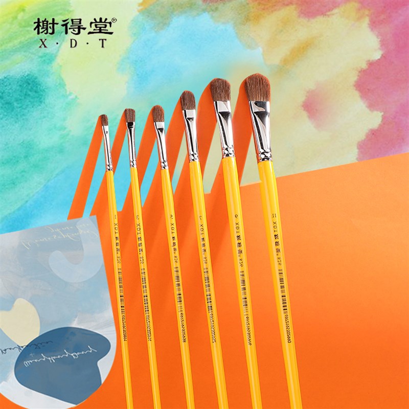 谢德堂水粉画笔榭得堂狼毫笔刷丙烯油画半圆水彩毛笔