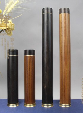 正大 黑檀木超大号铜件香桶线香管 木质线香盒点香器居室