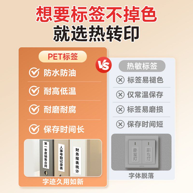 硕方办公标签打印热转印干胶纸工厂打标小型财务办公设备文件案盒
