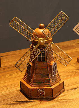复古创意荷兰风车家居客厅酒柜电视柜木质道具装饰工艺品