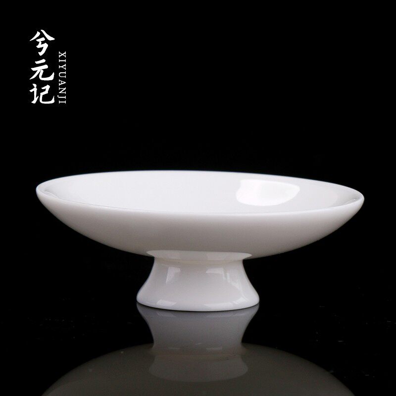 兮元记 羊脂玉瓷盖碗茶杯单盖子白瓷盖碗盖子泡才茶碗盖子图片