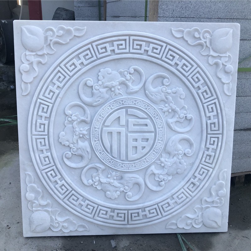 石雕浮雕壁画青石材地雕背景墙砖茶盘雕刻青石板庭院地砖