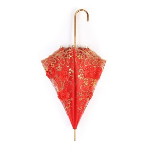 结婚红伞古风蕾丝婚伞新娘伞红色婚庆用大红伞婚礼红雨伞出嫁