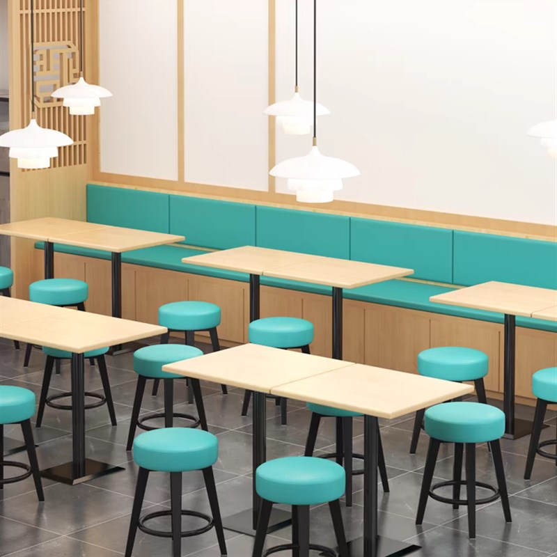 圆软包椅商用饭店面馆餐厅餐饮小吃麻辣烫小中式快餐方凳