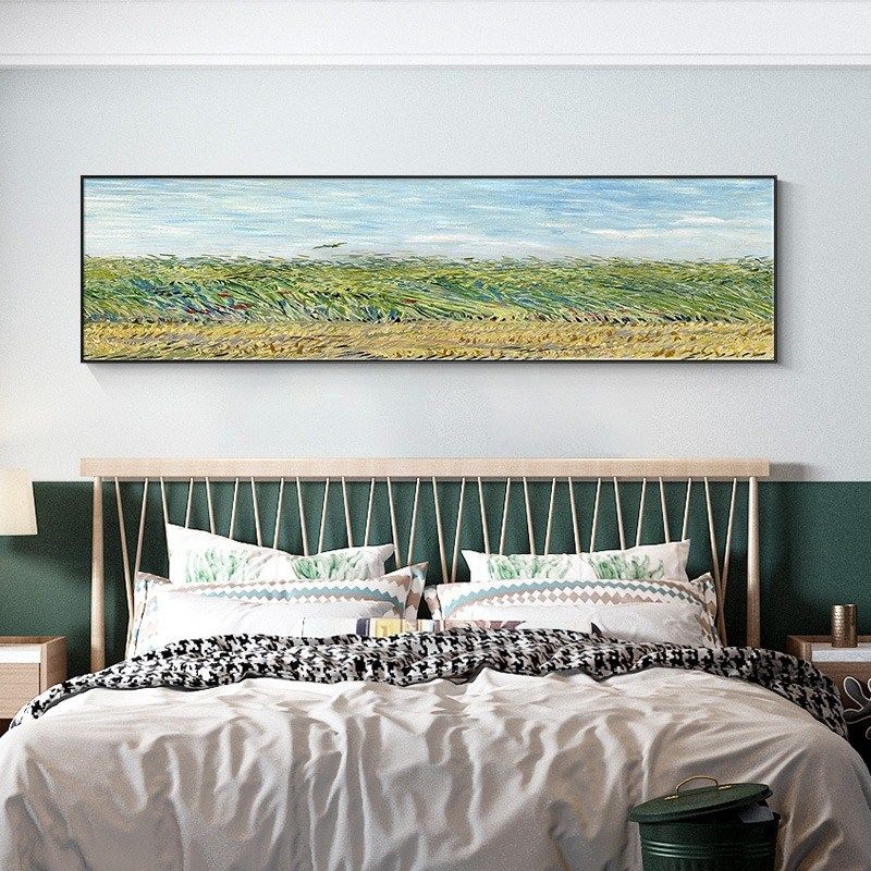 星夜油画卧室床头背景墙装饰画梵高名画长条酒店房间壁画卧挂画,家居饰品,现代装饰画,淘宝优惠券,粉丝福利购,淘宝优惠卷