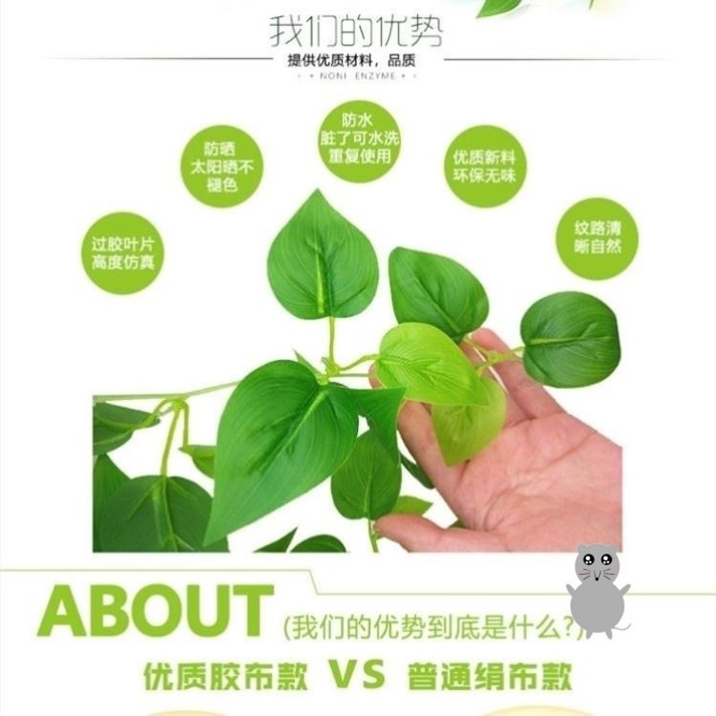 墙面挂饰绿植仿真藤条绿萝叶装饰室内假树叶绿藤蔓植物壁挂遮挡