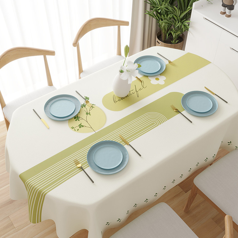 桌布防水免洗椭圆形餐桌布长方形桌面台布家用客厅茶几桌布in风