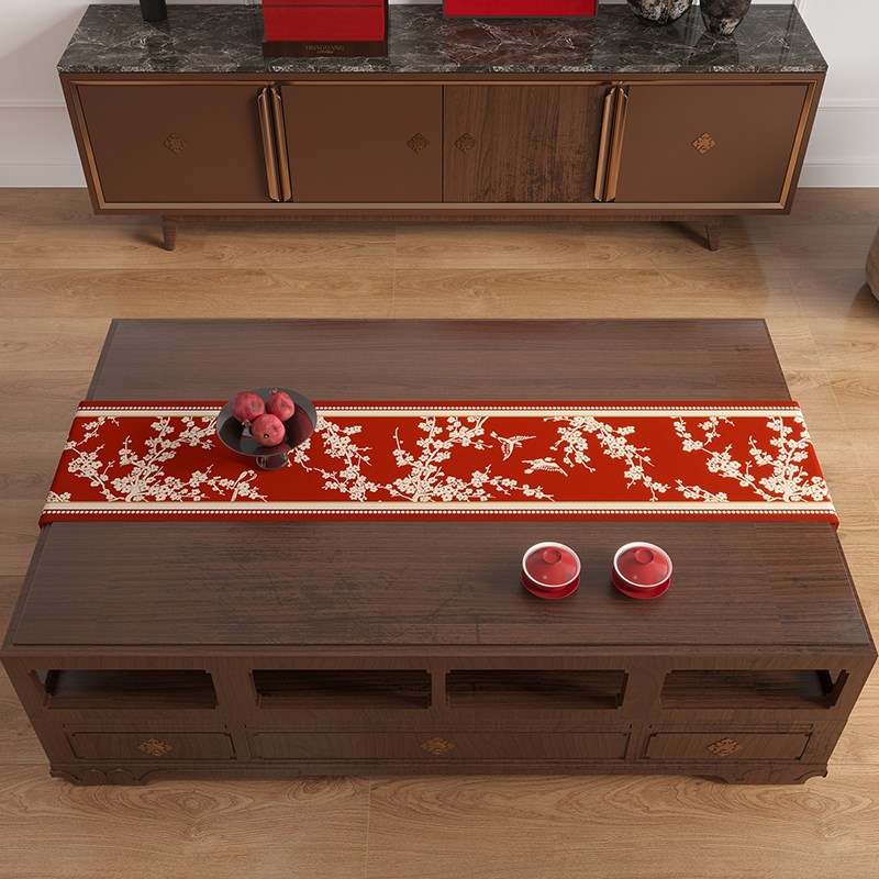 中式结婚茶几桌旗喜字高端餐桌茶几茶席茶台桌布红色婚礼婚庆桌布