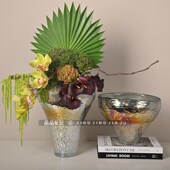 渐变镀金琉璃插干器样板间酒店客房装 饰水培瓶软装