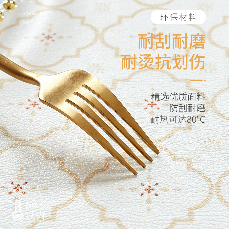清新小花砖椭圆桌桌布防水防油免洗可折叠伸缩圆桌桌垫硅胶皮革垫