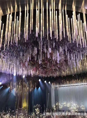 新款婚庆道具10头磨砂棒吊灯酒店婚礼堂舞台布置亚克力发光装饰灯