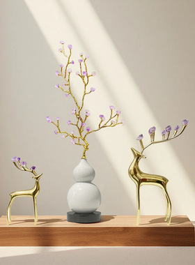 中式轻奢紫水晶葫芦树摆件高级感客厅创意家居植物装饰工艺品