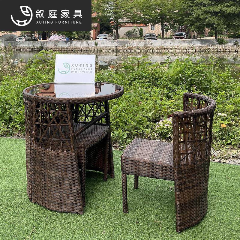 户外藤编闲桌椅庭院休阳台茶几室外别墅花园三套件组合藤22-5-23-