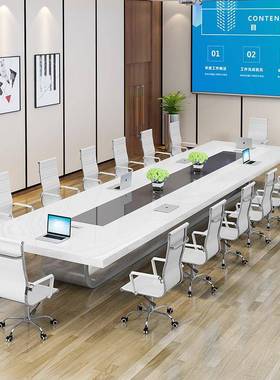 白色烤漆会议长条 108人简HC-160约现代大型油桌漆会议椅组合办公