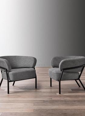 欧轻70287奢北极简布艺休闲沙椅设户计师小型样板间客厅会所金属