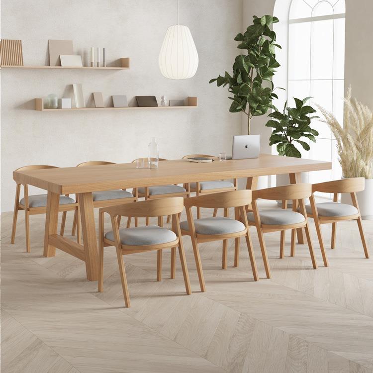 QG-22112简约实木议桌公司职员办公原木长条图桌接待室会洽桌谈桌