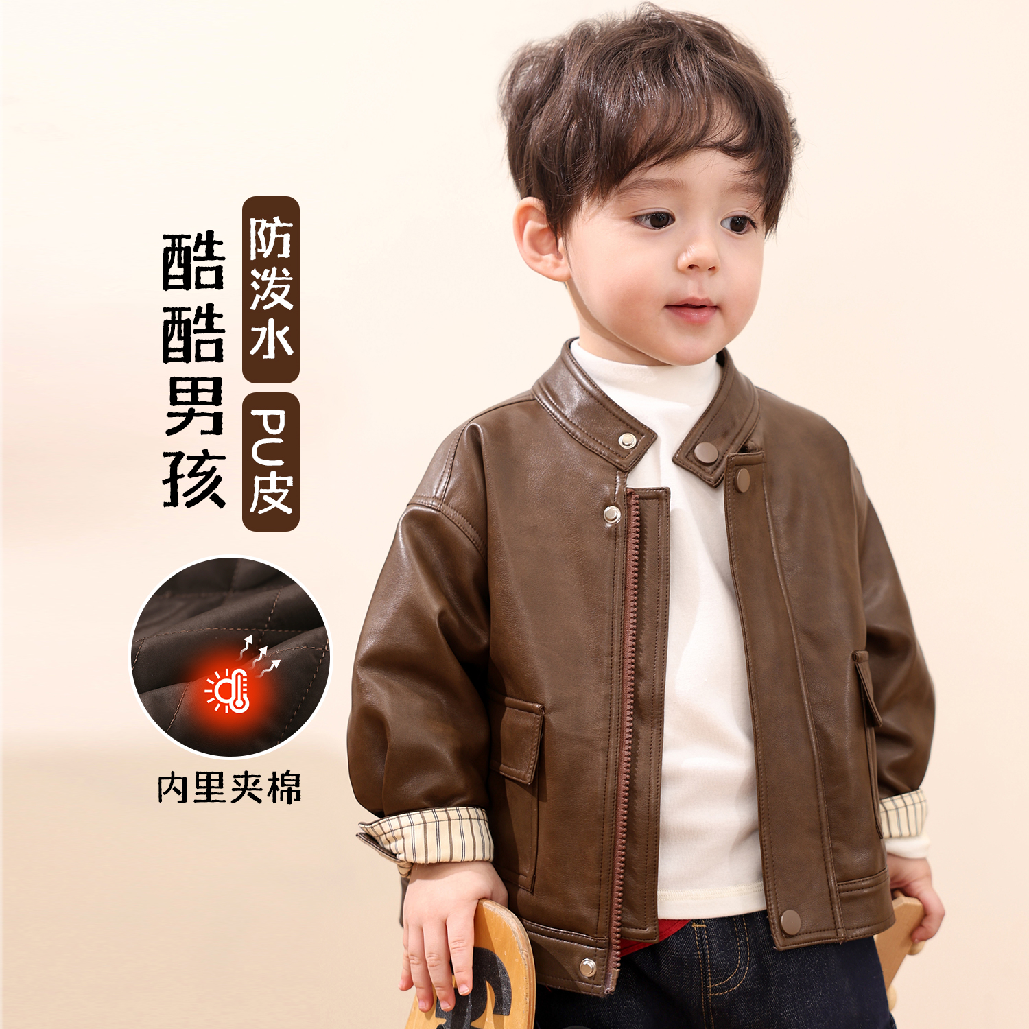 小O爸婴童男宝冬季皮衣