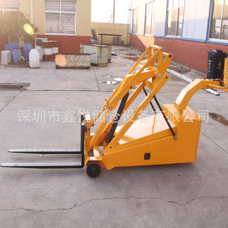 手推可折叠曲臂装卸车油桶吊臂车无前腿电动升降叉车堆垛搬运车