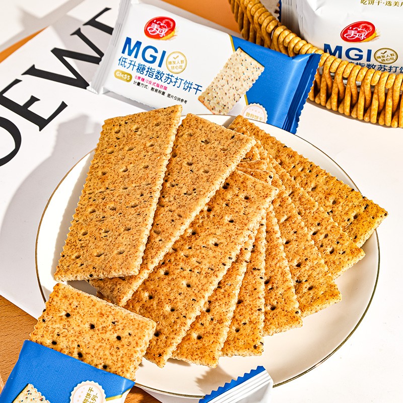 美丹低GI苏打饼干0糖0蔗糖0反式脂肪酸代餐饱腹粗粮零食营养轻食