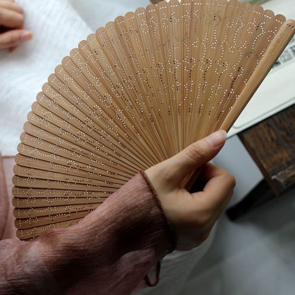 己亥年夏  禅意文化礼物古风镂空全竹扇子国风流苏折扇 定制刻字