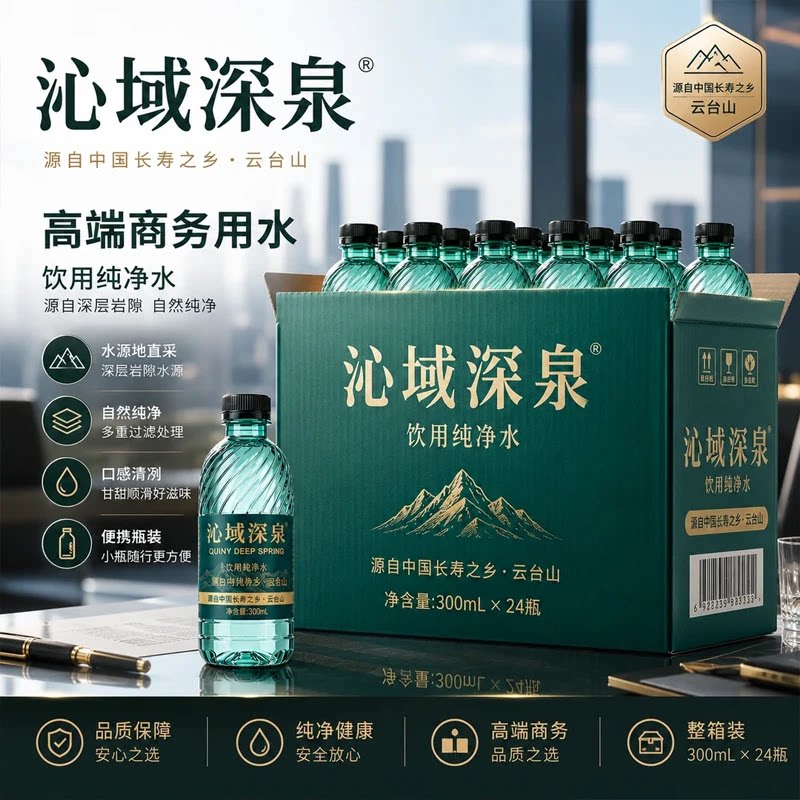 高端商务山泉水300ml×24大瓶