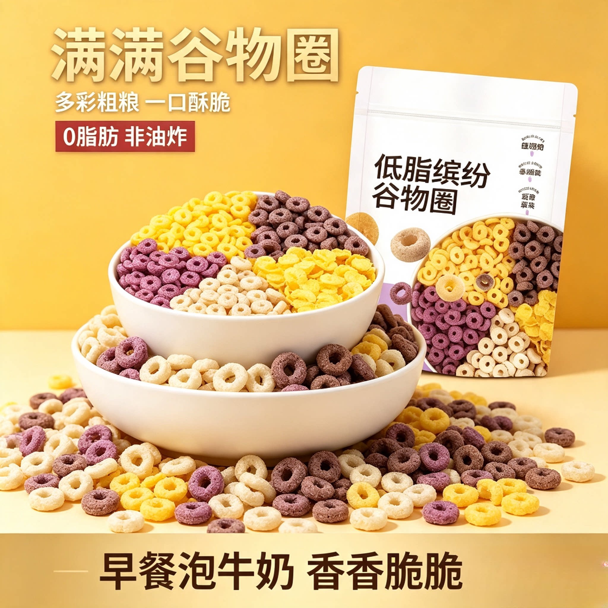 无油低脂粗粮谷物圈即食代餐