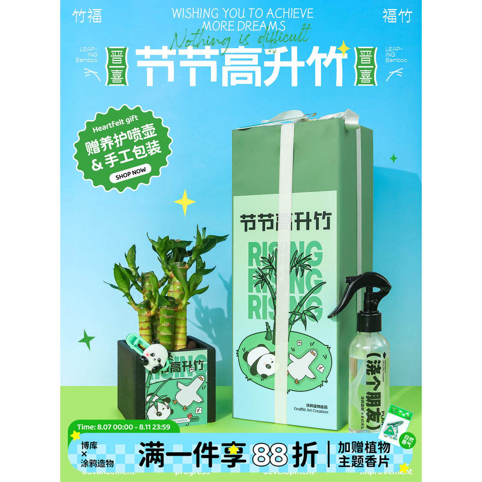 涂鸦造物 x 博库 富贵竹创意绿植办公室桌面植物盆栽摆件招财礼物