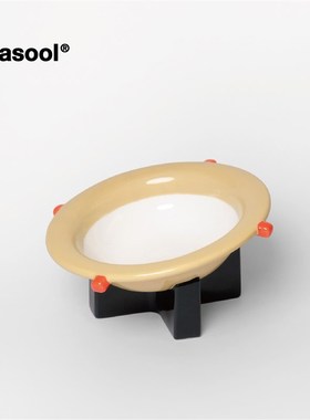 ool 酸奶碗 高脚早餐盘高级沙拉碗 带斜度加厚一体陶瓷 宠物碗