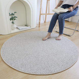 久忆米灰色羊毛编织客厅茶几圆垫衣帽间沙发书房卧室圆形地毯