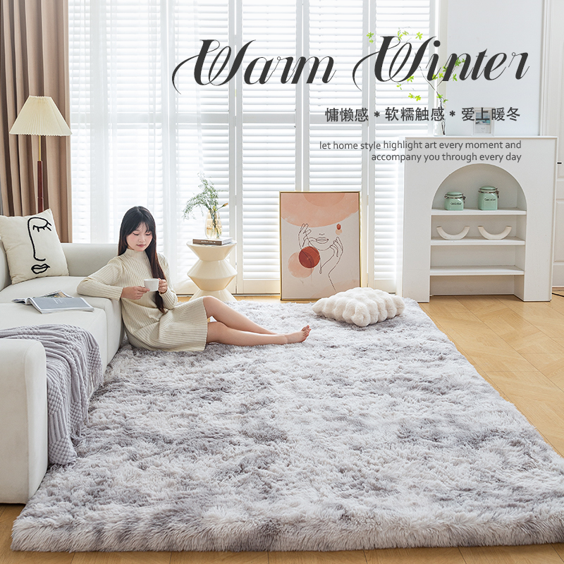 in风客厅地毯浅灰色秋冬季卧室床边加厚定制沙发茶几地垫新款