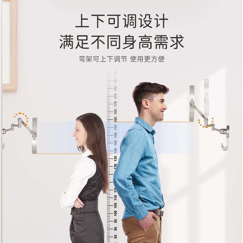 智能LED化妆镜壁挂式免打孔挂墙充电LED灯镜子浴室10倍放大镜酒店