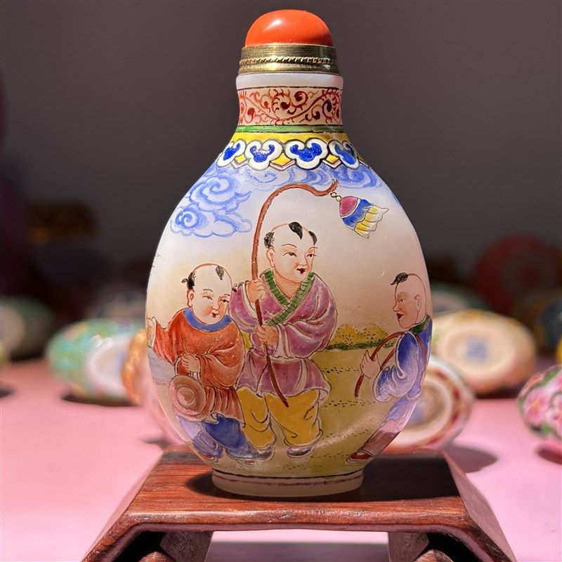 京工收藏画珐琅彩非遗手绘图案特色礼品把玩送鼻烟粉瓶内画小,特色手工艺,内画鼻烟壶,淘宝优惠券,粉丝福利购,淘宝优惠卷