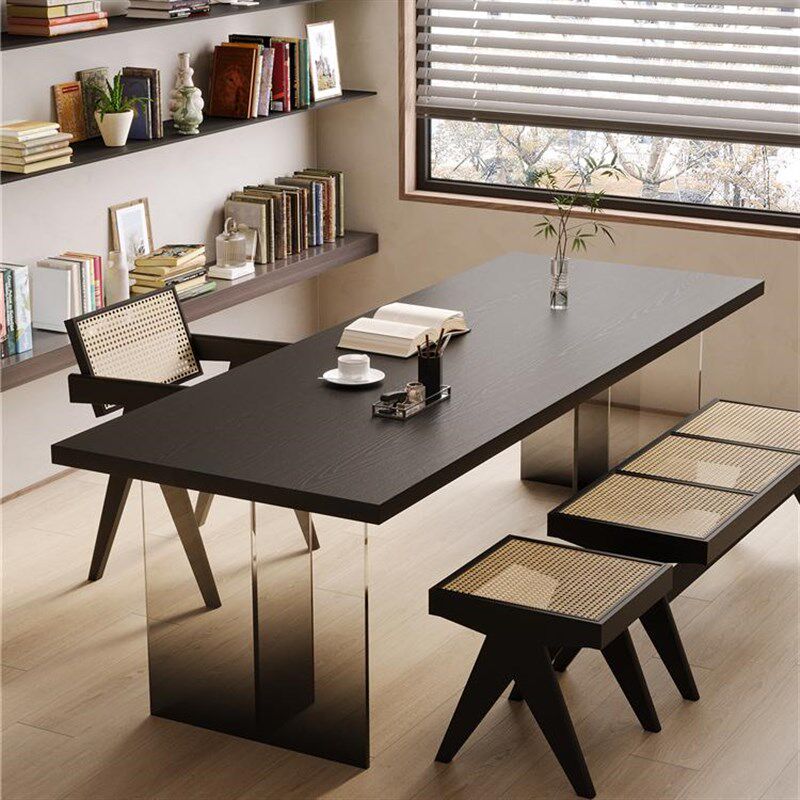 全实木书房书桌家用现代大板桌客厅悬浮餐桌长条办公桌工作台