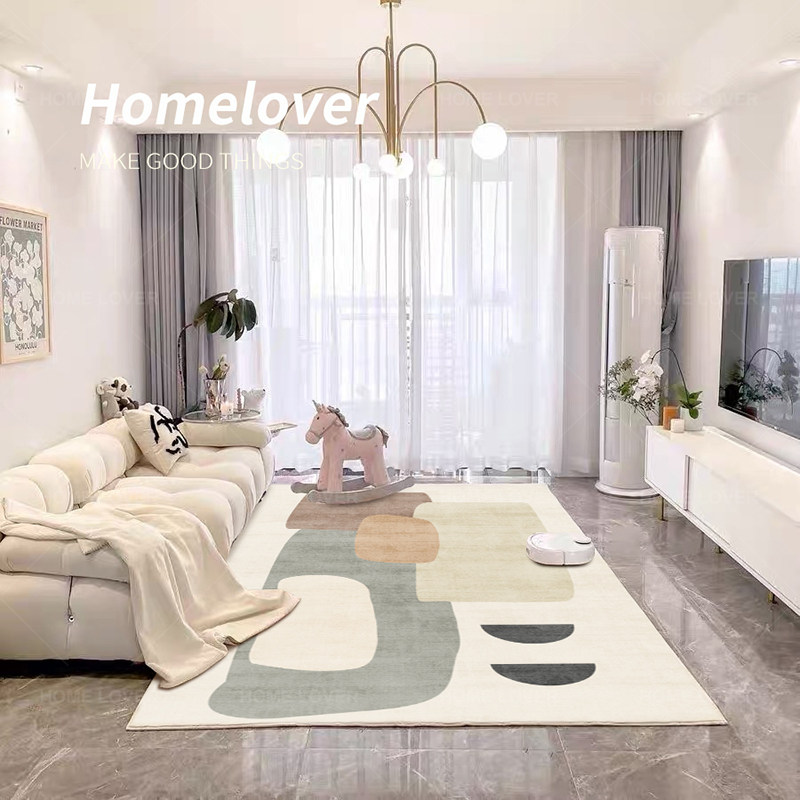 奶油风现代客厅地毯毛绒卧室床边垫家用大面积仿羊绒地毯加厚in
