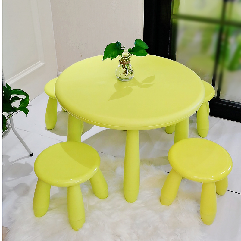 儿童可升降桌子圆桌塑料幼儿园桌凳粉色可爱学习桌椅装小学生