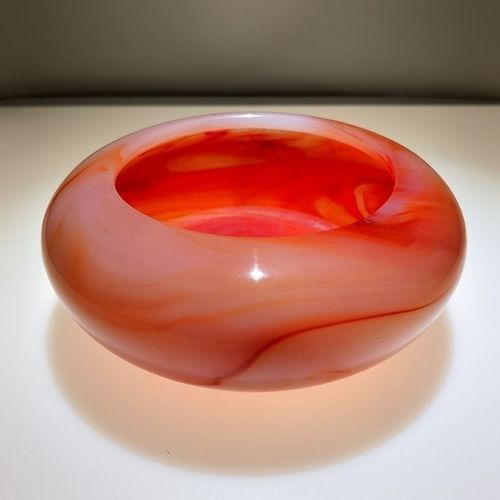 天然玛瑙色琉璃烟灰缸家居装饰摆设客厅红玛瑙色工艺品玉送礼