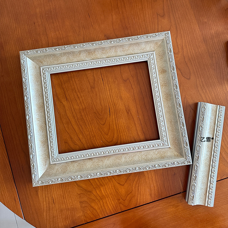 乙霏家居现代中古法式欧式72mm香槟色银色油画框拼图相框实木